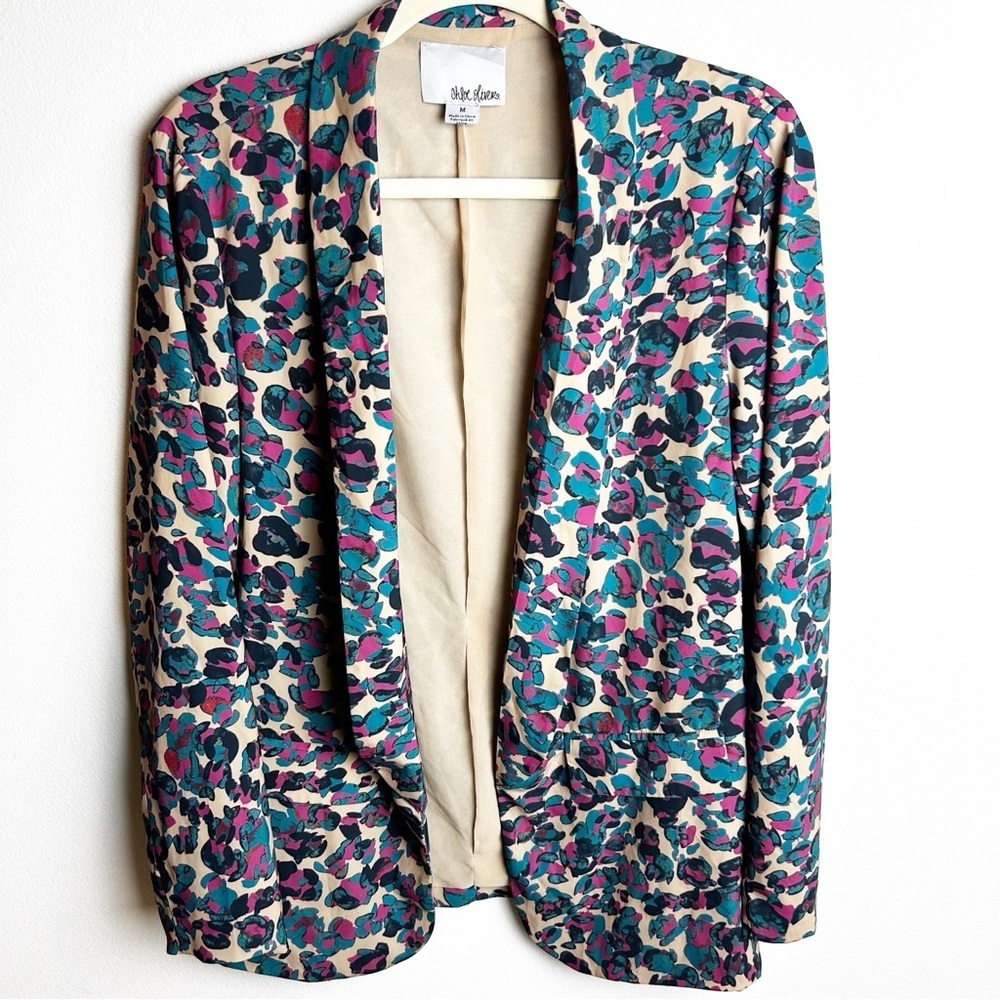 Chloe Oliver Risa Leo Blazer Leo print colorful floral size: M
